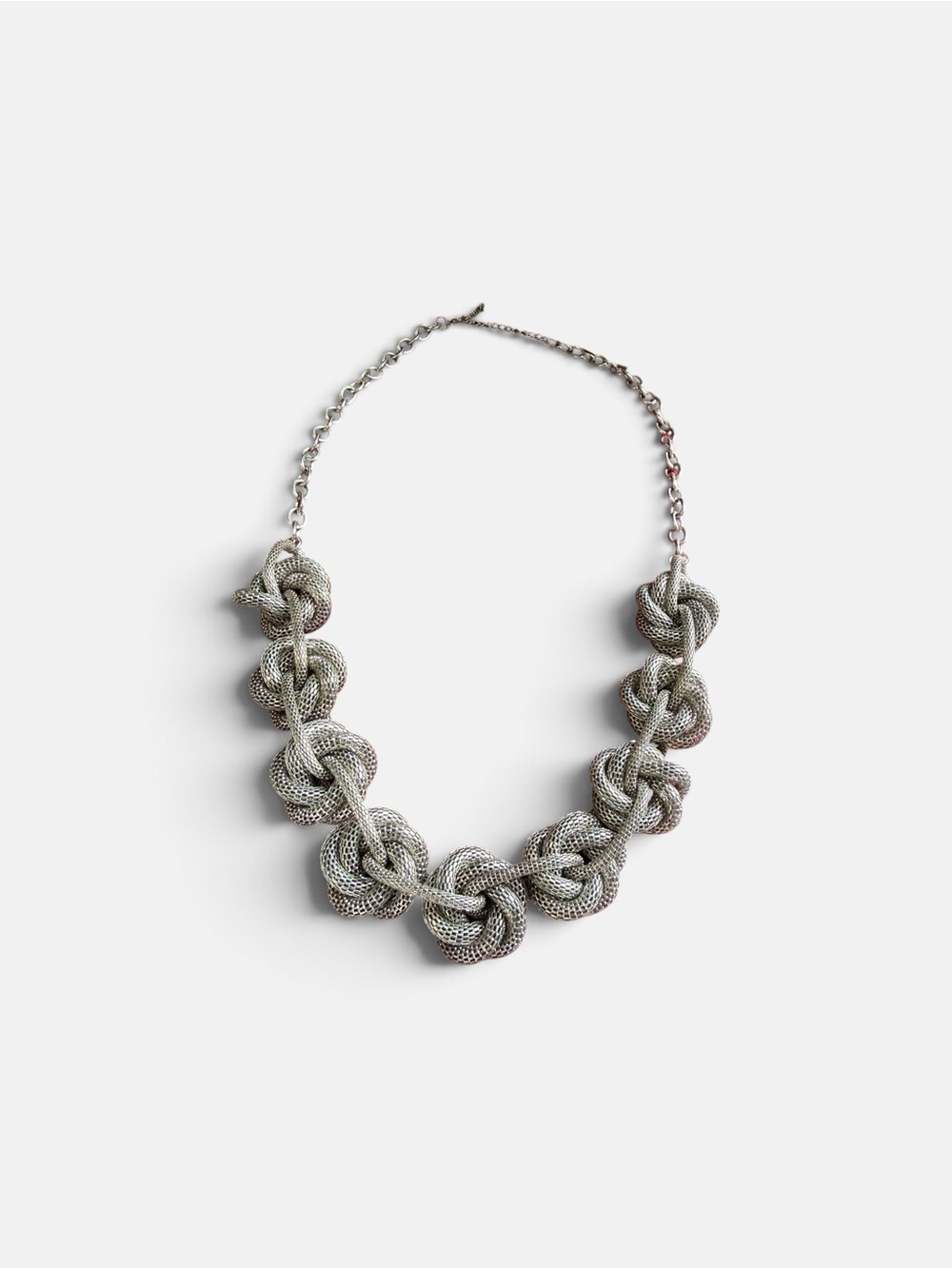Silver Knot Statement Necklace -